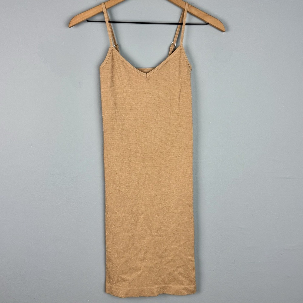 Intimately Free‎ People Sparkly Gold Mini Slip V-Neck Dress Womens Sz XS / S